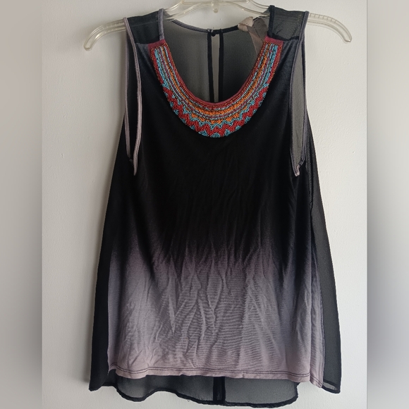 💛Moon Collection Black and Gray Embroidered Tank Top - Picture 1 of 5